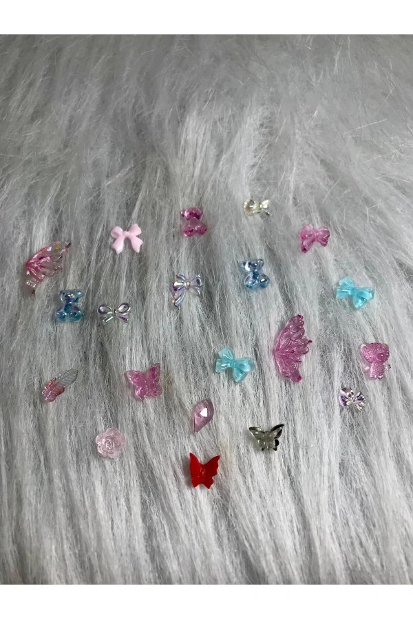 20 Adet Hologramlı ve Karışık Figür Charm Tırnak Süsü