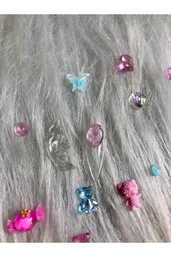 20 Adet Hologramlı ve Karışık Figür Charm Tırnak Süsü