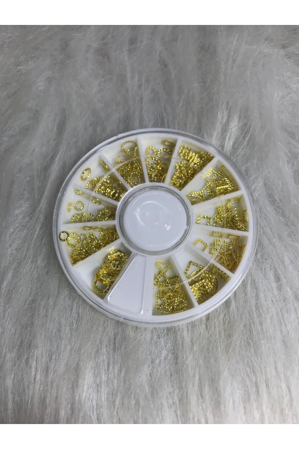 Altın Geometrik Figürler Nail Art Charm Seti