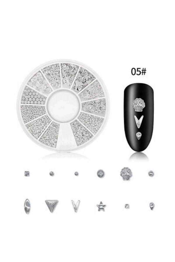 Gümüş Mini Figürlü Nail Art Charm Seti