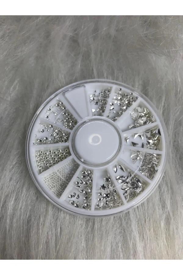 Gümüş Mini Figürlü Nail Art Charm Seti