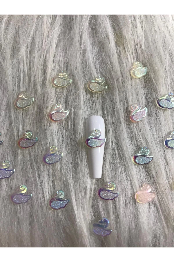 Renkli Ördek Figürlü Nail Art Süsü - 20 Adet