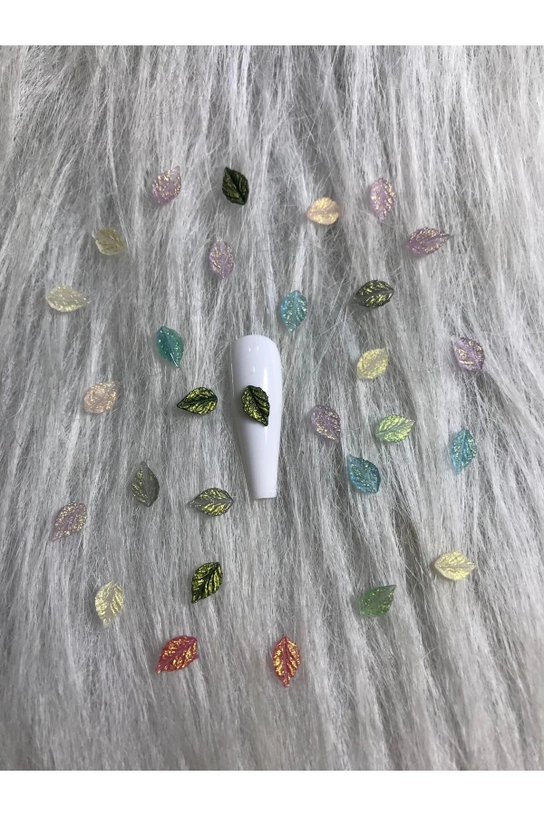 Renkli Yaprak Figürlü Nail Art Süsü - 20 Adet