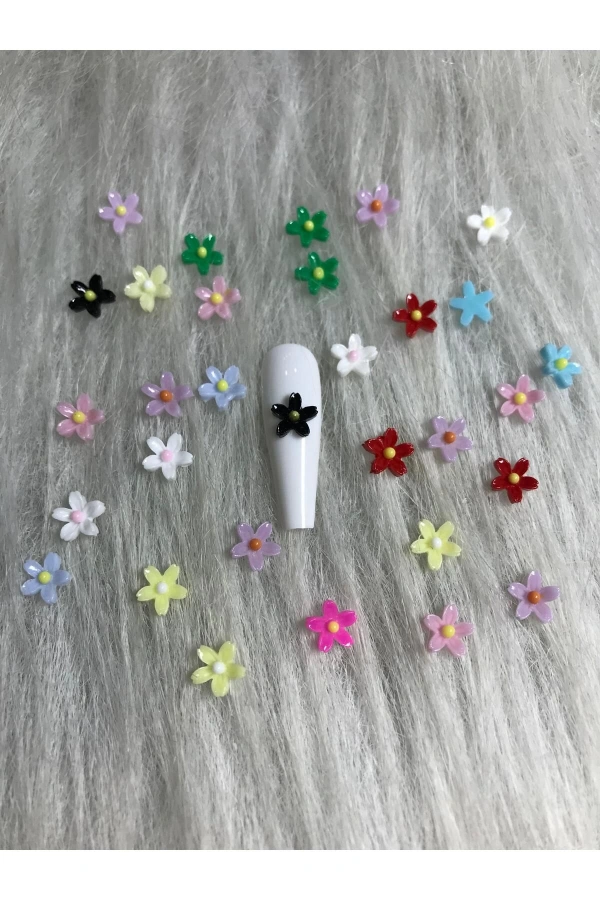 Pembe Karışık Figürlü Nail Art Süsü - 20 Adet