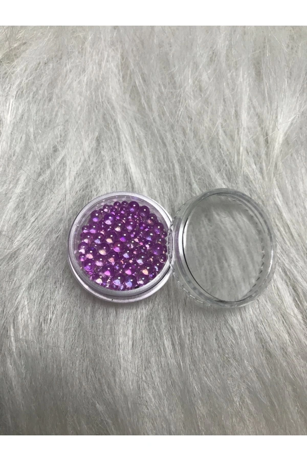Mor Minik Toplar Nail Art Boncukları