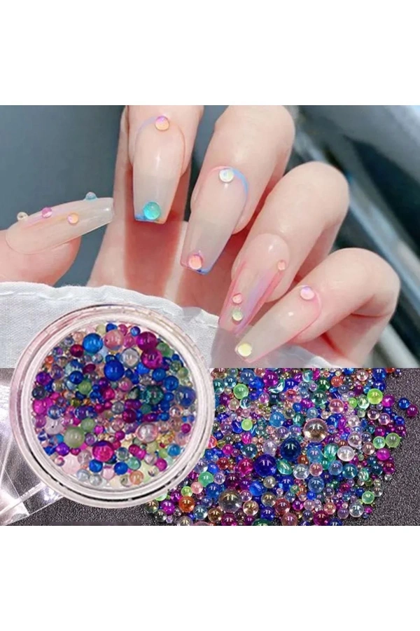 Karışık Renkli Minik Toplar Nail Art Boncukları