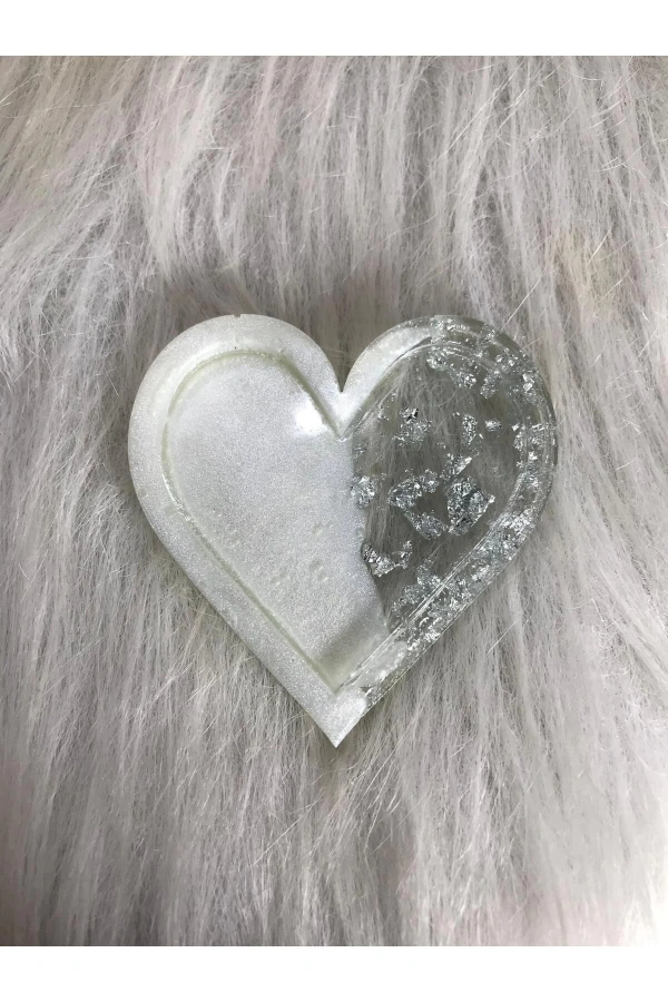 Beyaz Şeffaf Kalp Oje Karıştırma Paleti