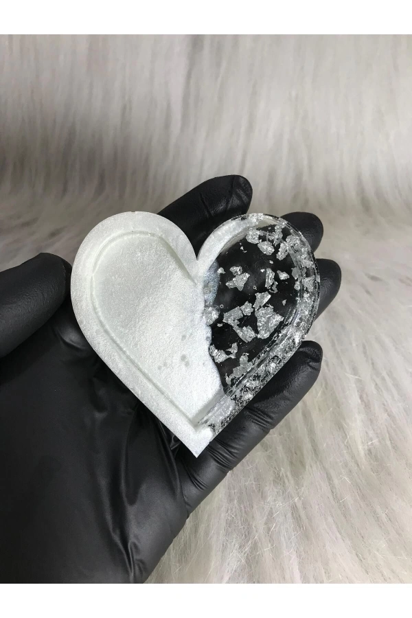 Beyaz Şeffaf Kalp Oje Karıştırma Paleti