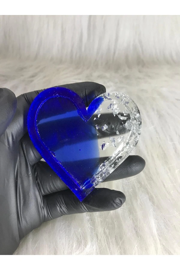 Mavi Şeffaf Kalp Oje Karıştırma Paleti