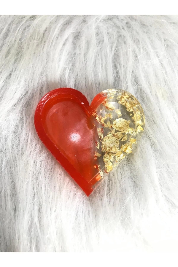 Kırmızı Şeffaf Kalp Oje Karıştırma Paleti