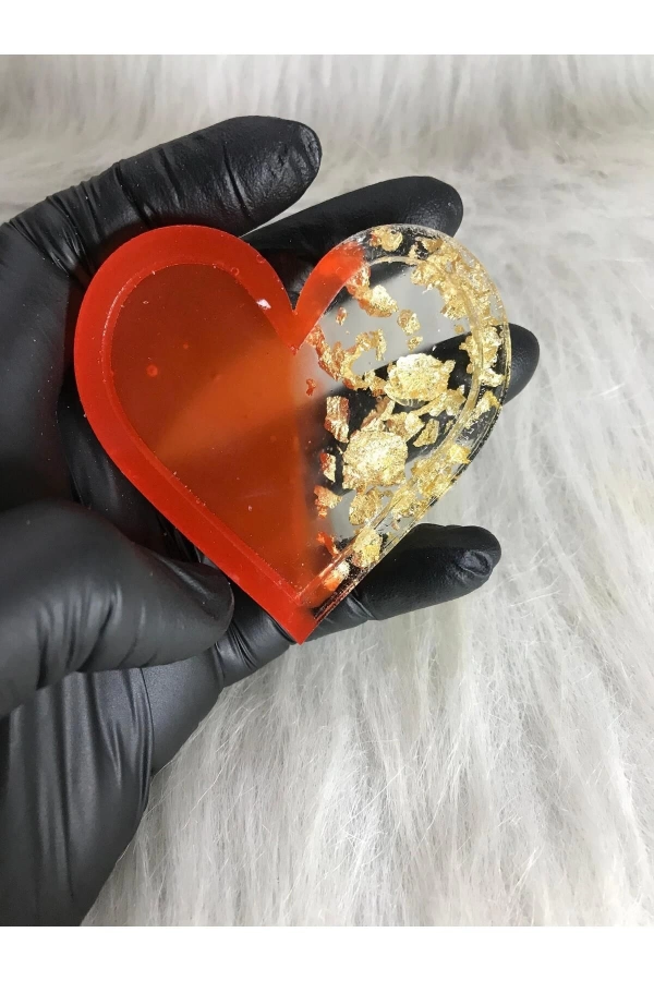 Kırmızı Şeffaf Kalp Oje Karıştırma Paleti