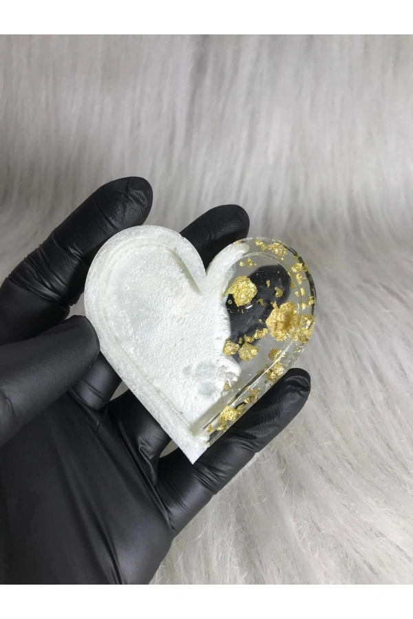 Beyaz Şeffaf Kalp Oje Karıştırma Paleti