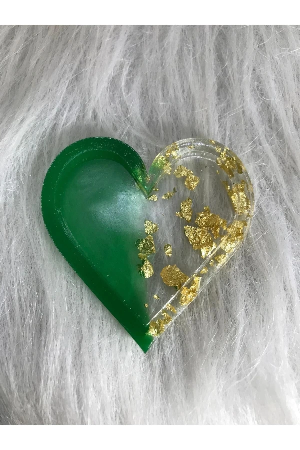 Yeşil Şeffaf Kalp Oje Karıştırma Paleti