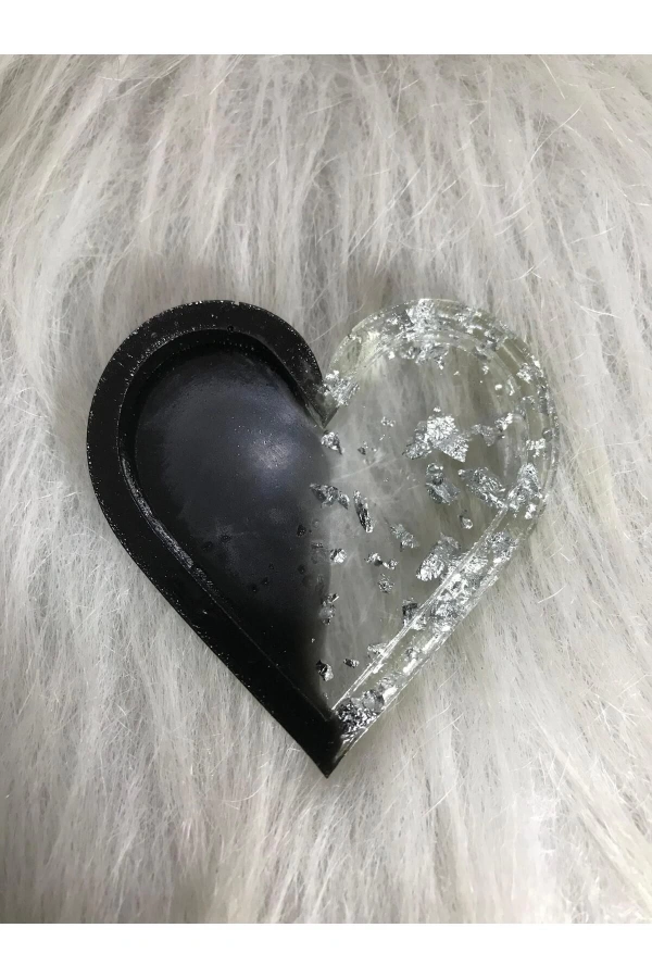 Siyah Şeffaf Kalp Oje Karıştırma Paleti