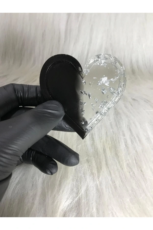 Siyah Şeffaf Kalp Oje Karıştırma Paleti