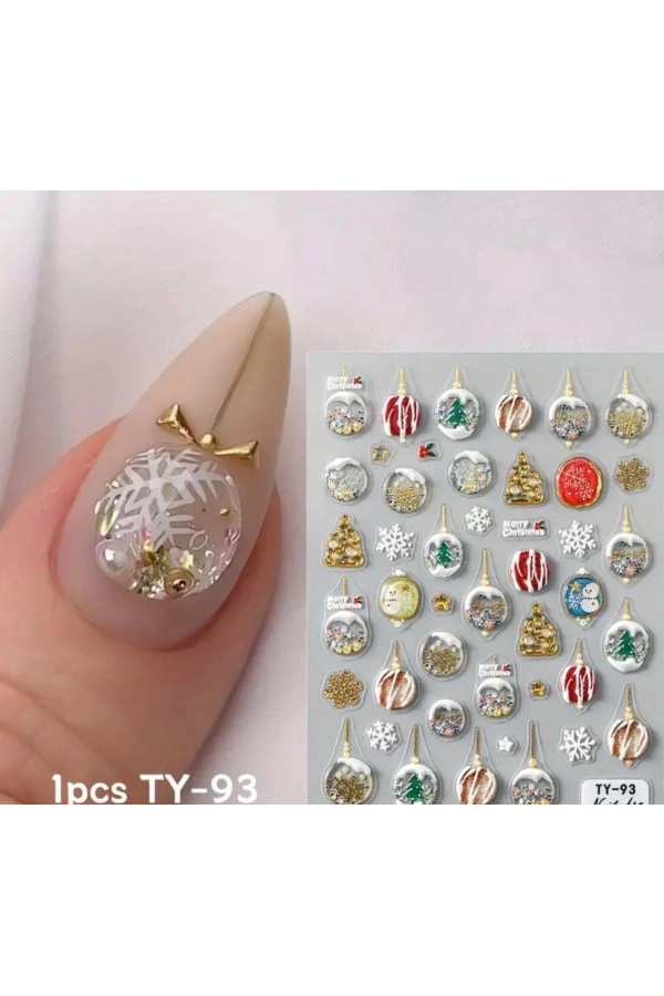 Kar Küresi Tırnak Süsleme Sticker – Yılbaşı Koleksiyonu