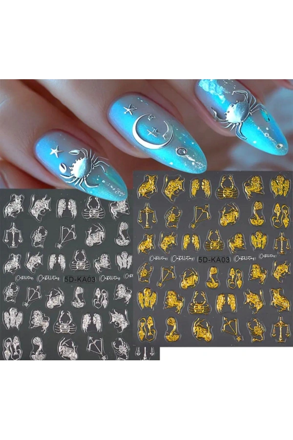 Burçlar Temalı 5D Tırnak Sticker Seti