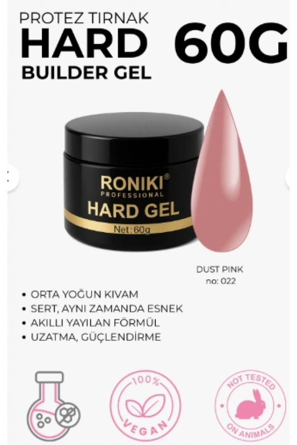 Roniki Professional Builder Jel Dust Pink 022 – 60g Protez Tırnak Yapı Jeli