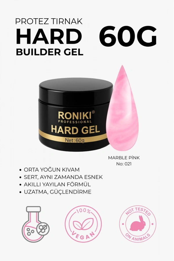 Roniki Professional Builder Jel Marble Pink 021 – 60g Protez Tırnak Yapı Jeli
