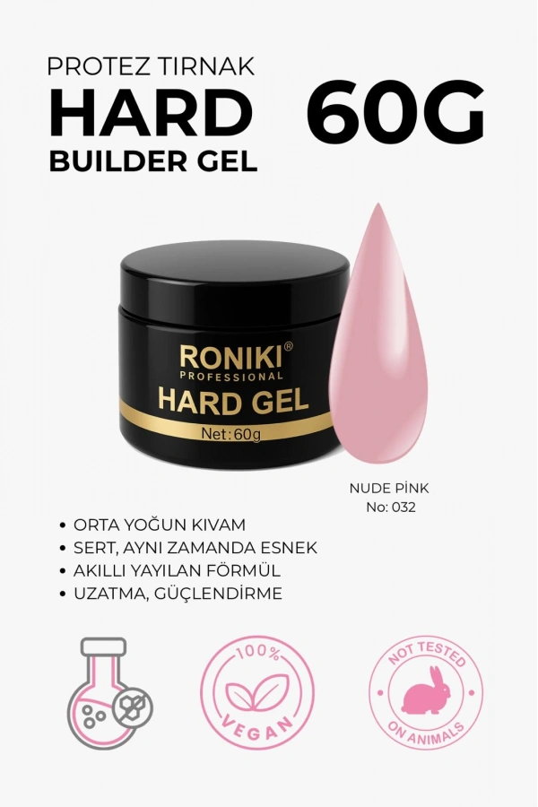 Roniki Professional Builder Jel Nude Pink 032 – 60g Protez Tırnak Yapı Jeli