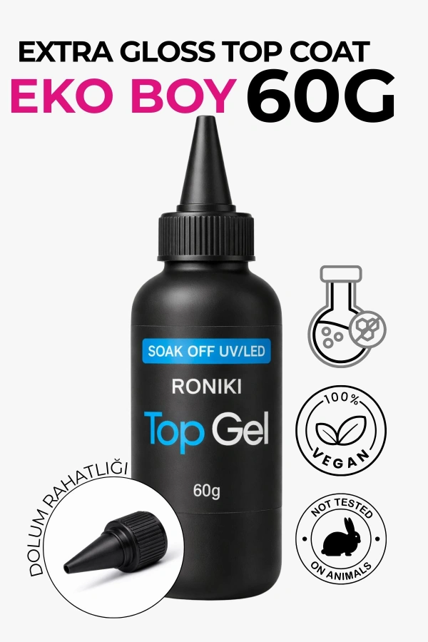 Roniki Professional Extra Gloss Top Coat Refill 60G – Ekonomik Profesyonel Üst Kat