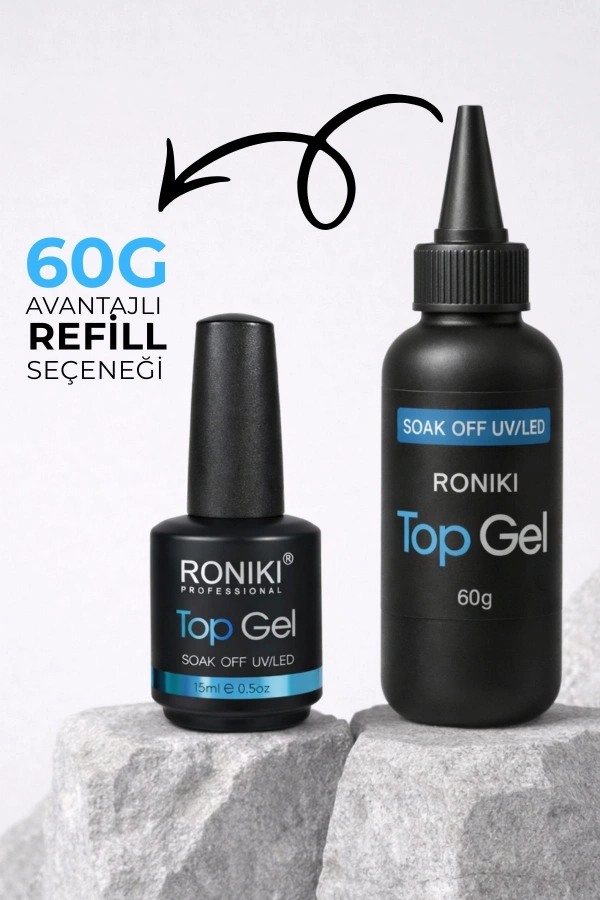 Roniki Professional Extra Gloss Top Coat Refill 60G – Ekonomik Profesyonel Üst Kat