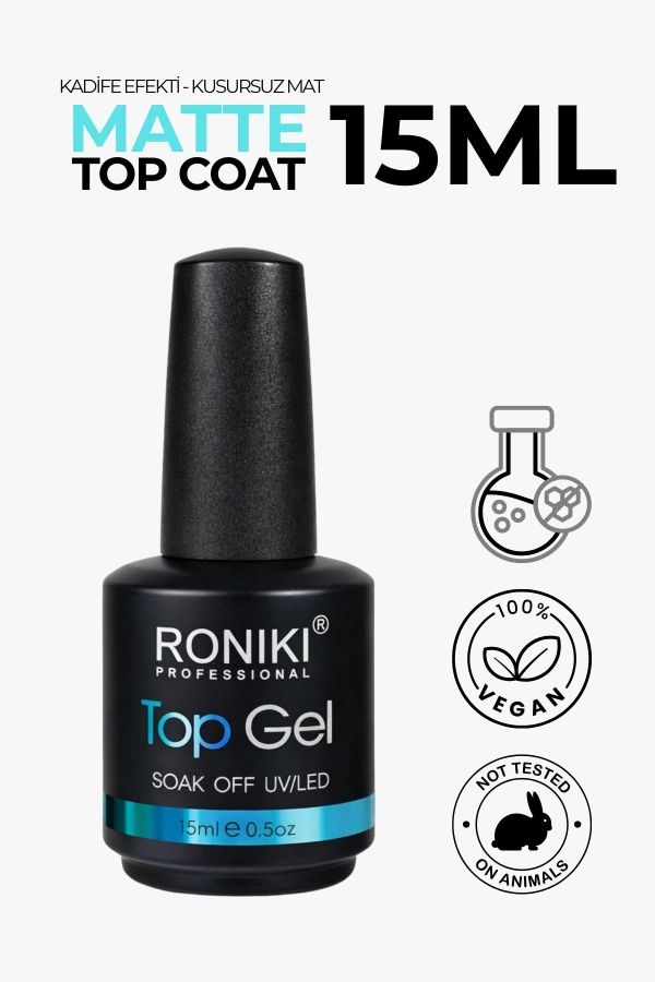 Roniki Matte Mat Top Coat 15 ML – Kadife Etkili Üst Kat (MX520)
