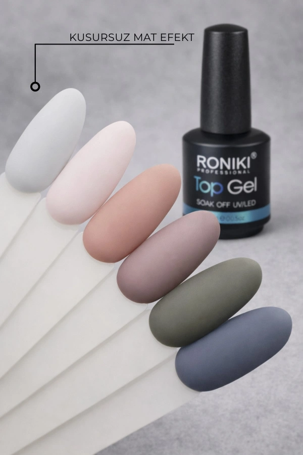Roniki Matte Mat Top Coat 15 ML – Kadife Etkili Üst Kat (MX520)
