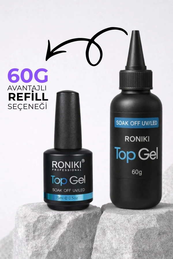 Roniki Professional Steel Top Coat Refill 60G – Yoğun Kıvamlı No Wipe Üst Kat