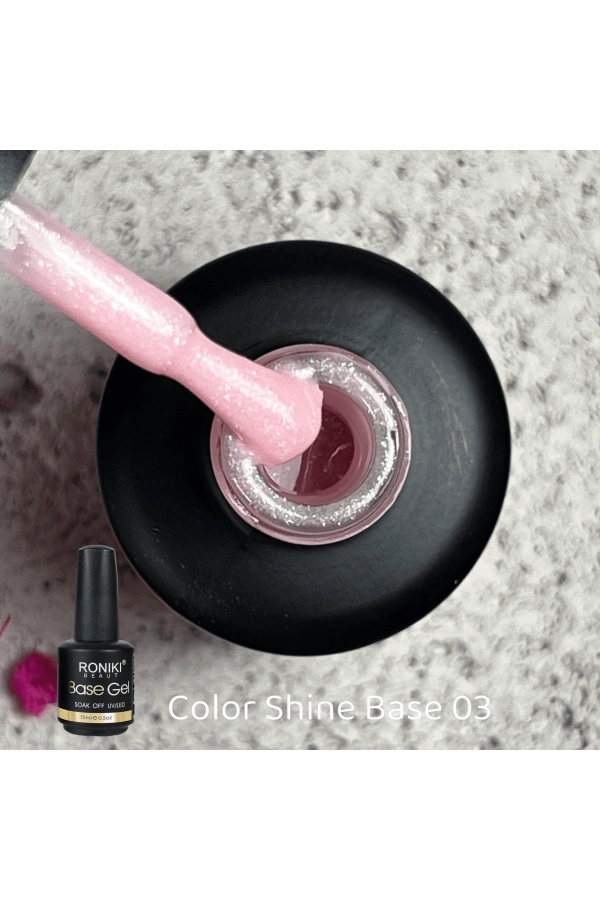 Roniki Shine Rubber Base 03 – Işıltılı Rubber Base Coat 15 ML