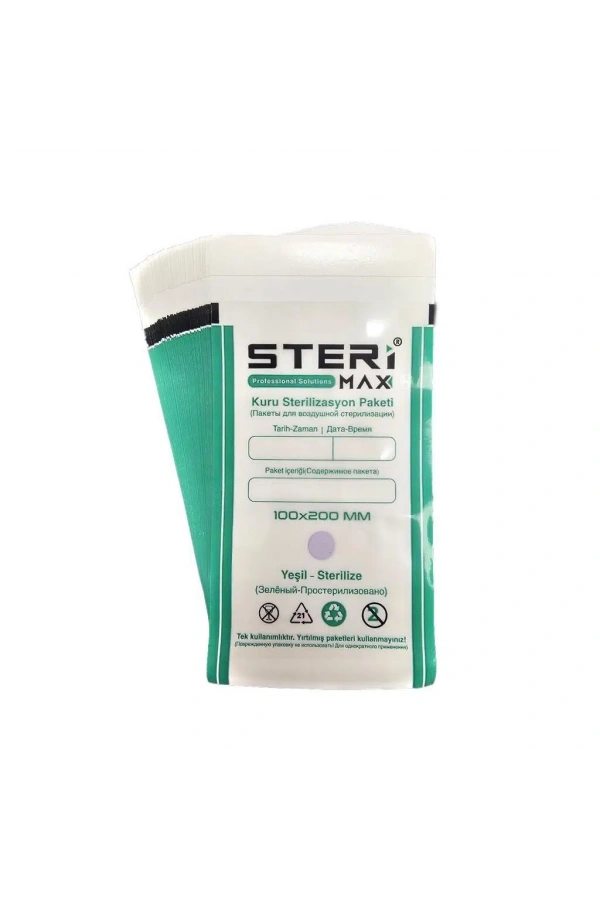 Şeffaf Sterilizasyon Zarfı – İndikatörlü Sterilizasyon Kraft Paketi 100x200 mm (100 Adet)