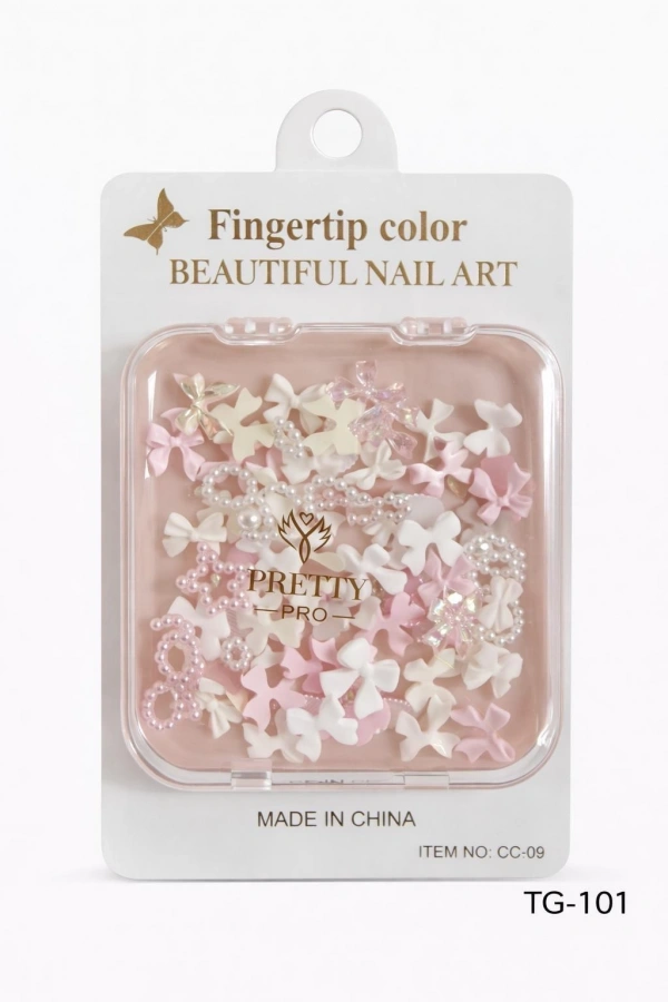 Karışık Fiyonk Tırnak Charm Seti – İnci Detaylı Nail Art Süsleme