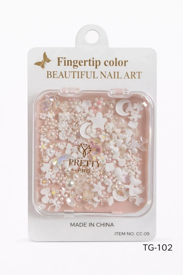 Karışık Figürlü Tırnak Charm Seti – İnci ve Ay Yıldız Nail Art Süsleme