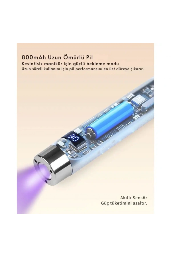 G1 Sensörlü Mini AI UV/LED Tırnak Lambası 5W – Şarjlı Type-C, Manyetik Standlı