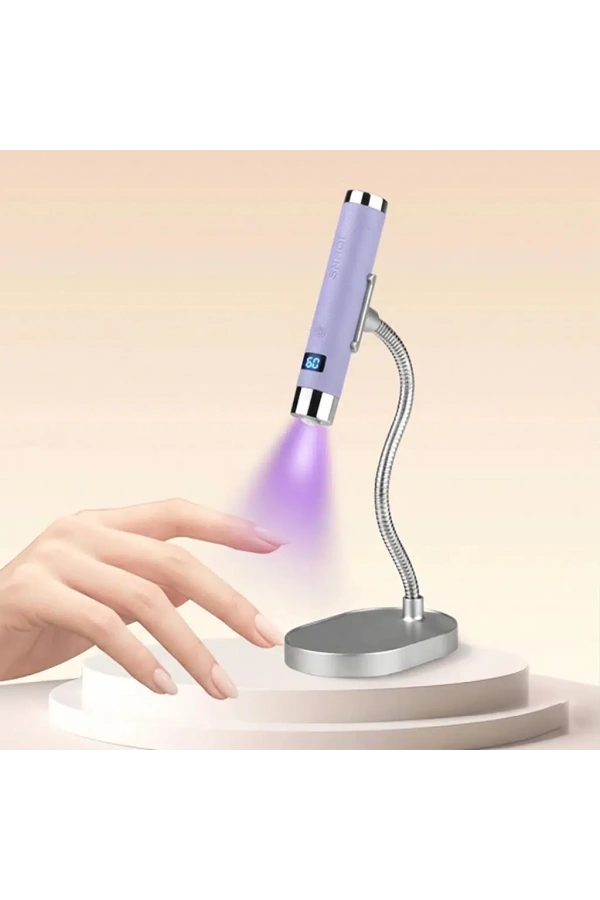 G1 Sensörlü Mini AI UV/LED Tırnak Lambası 5W – Şarjlı Type-C, Manyetik Standlı (Lila)