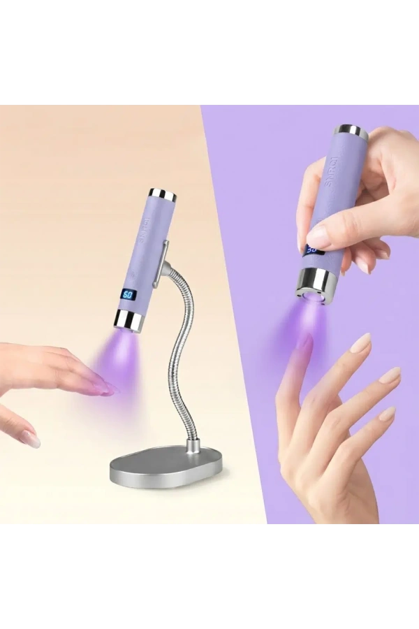 G1 Sensörlü Mini AI UV/LED Tırnak Lambası 5W – Şarjlı Type-C, Manyetik Standlı (Lila)