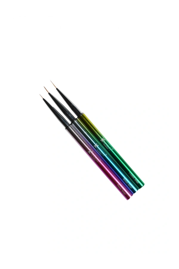 XBeauty Professional Nail Art 3lü İnce Çizim Fırça Seti 7-9-11 mm