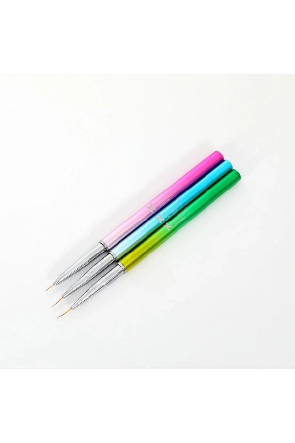 XBeauty Professional Nail Art 3lü İnce Çizim Fırça Seti 7-9-11 mm