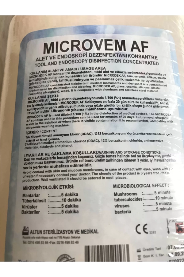 Microvem AF Alet Dezenfektanı – 1 Litre