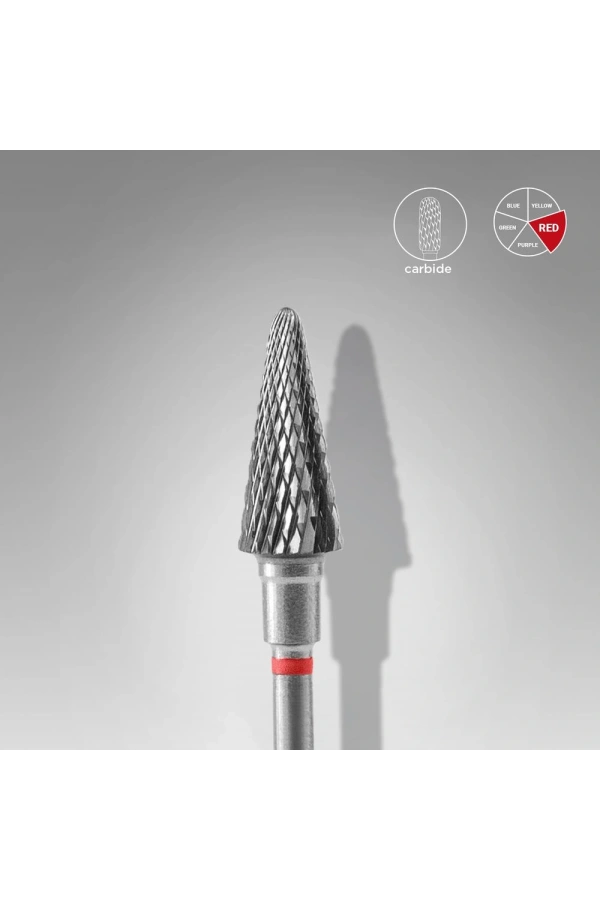 Staleks Sert Alaşım Koni Freze, Kırmızı, Çap 6 mm / Çalışma Kısmı 14 mm, Adet