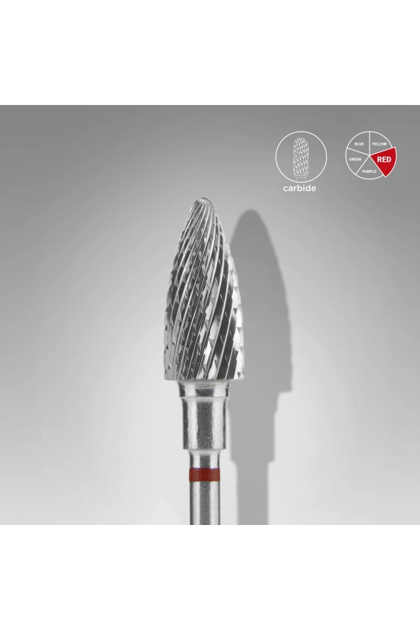 Staleks EXPERT sert alaşım kozalak freze,kırmızı, çap 6 mm / çalışma kısmı 14 mm