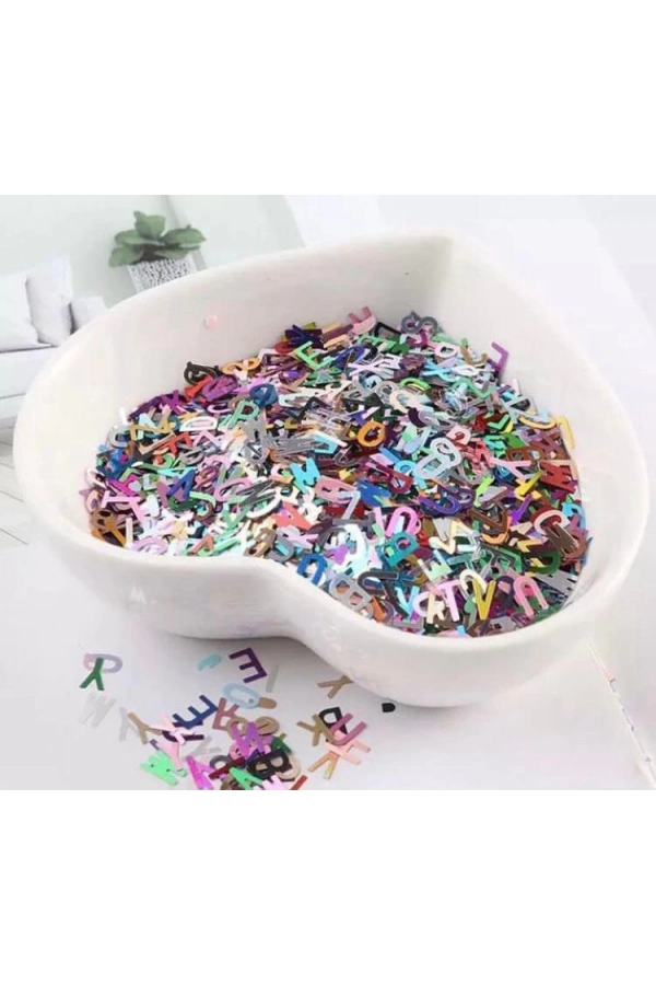 Renkli Metalik Harf Nail Art Süsleri