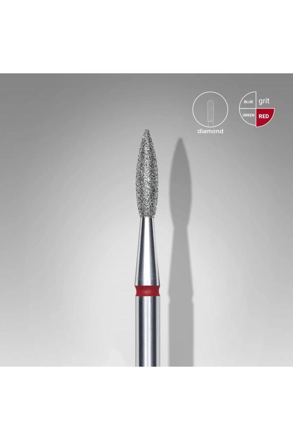 Staleks Elmas Sivri Alev Freze, Kırmızı, Çap 2,1 mm, Çalışma Kısmı 8 mm