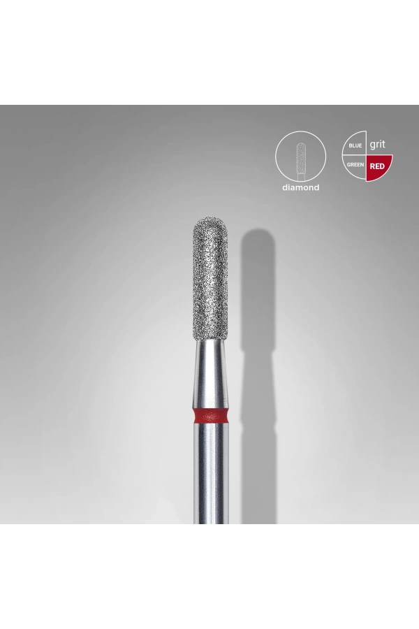 Staleks Elmas Yuvarlanmış Silindir Freze, Kırmızı, Çap 2,3 mm, Çalışma Kısmı 8 mm