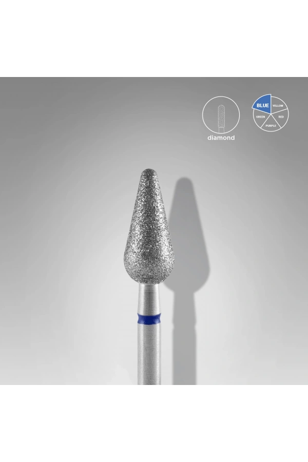Staleks Elmas Yuvarlanmış Armut Freze, Mavi, Çap 5 mm, Çalışma Kısmı 12 mm