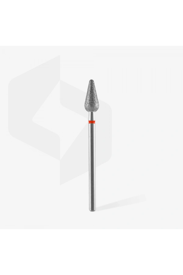 Staleks Elmas Yuvarlanmış Armut Freze, Kırmızı, Çap 5 mm, Çalışma Kısmı 12 mm