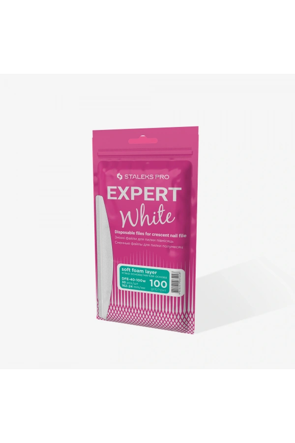 Staleks EXPERT 40 Yarım Ay Törpü İçin Yedek PapmAm Yumuşak Tabanlı Beyaz Törpüler, 100 Grit (30 Adet)