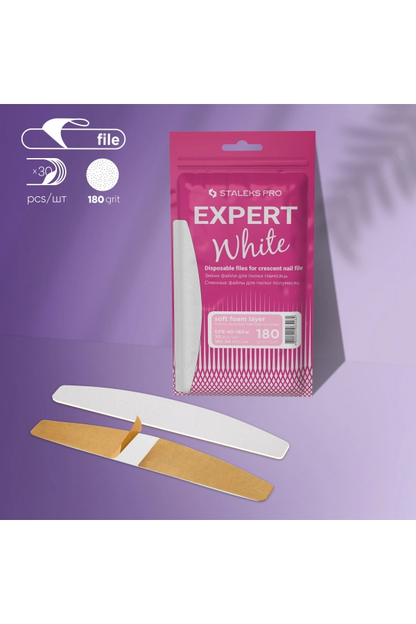 Staleks EXPERT 40 Yarım Ay Törpü İçin Yedek PapmAm Yumuşak Tabanlı Beyaz Törpüler, 180 Grit (30 Adet)
