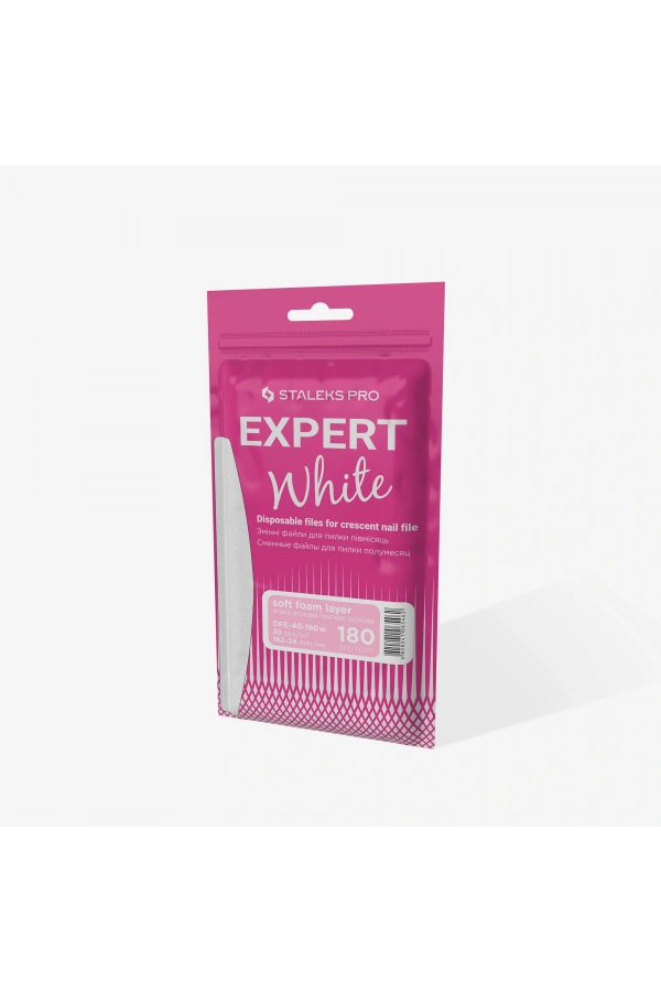 Staleks EXPERT 40 Yarım Ay Törpü İçin Yedek PapmAm Yumuşak Tabanlı Beyaz Törpüler, 180 Grit (30 Adet)