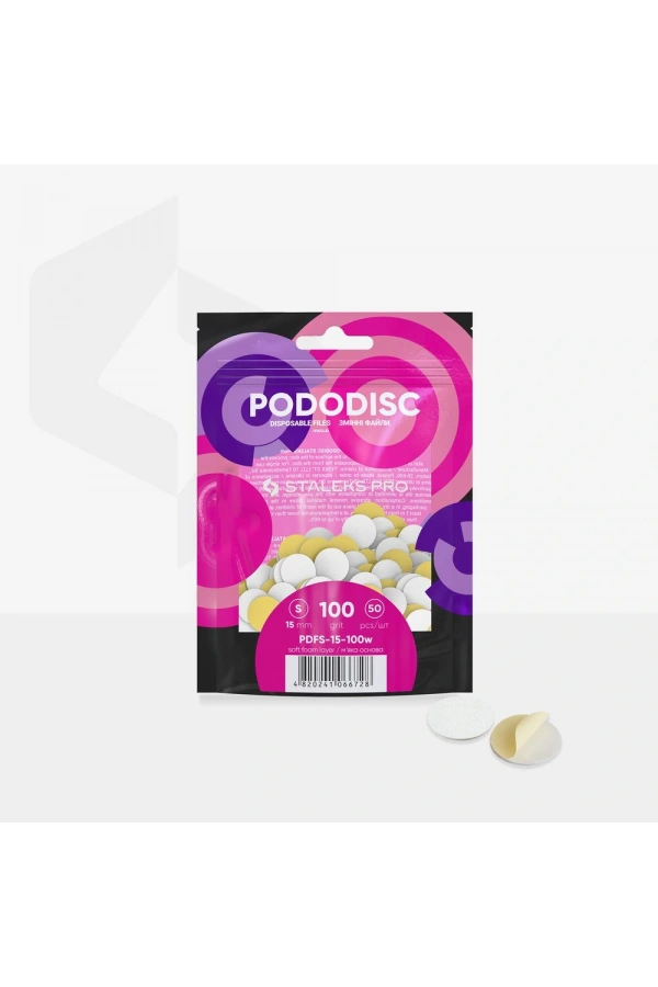Staleks PODODISC STALEKS PRO S Pedikür Disk İçin Yumuşak Tabanlı Yedek Beyaz Törpüler, 100 Grit (50 Adet)